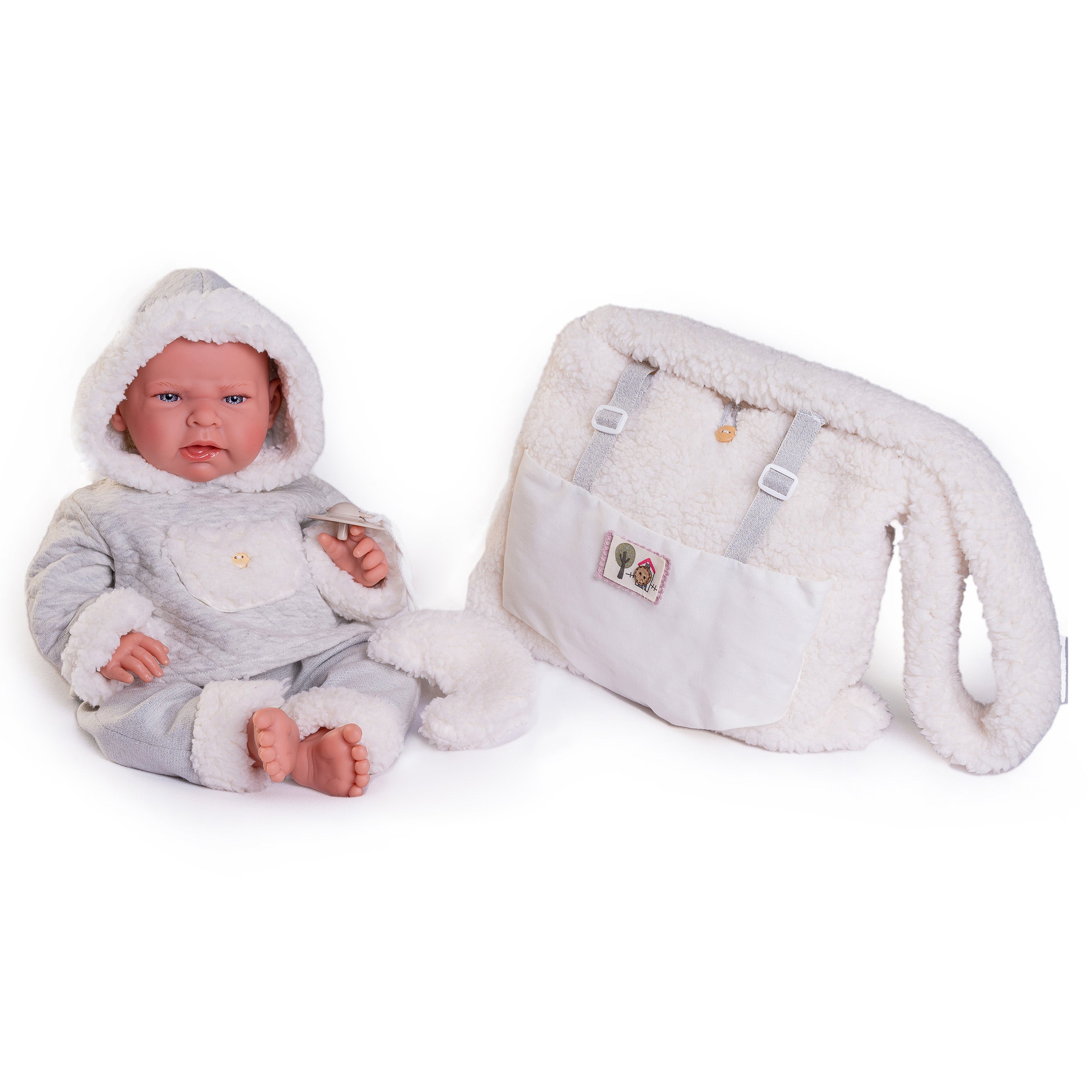 Antonio Juan Doll - Newborn Lea with Fleece Baby Carrier 42cm