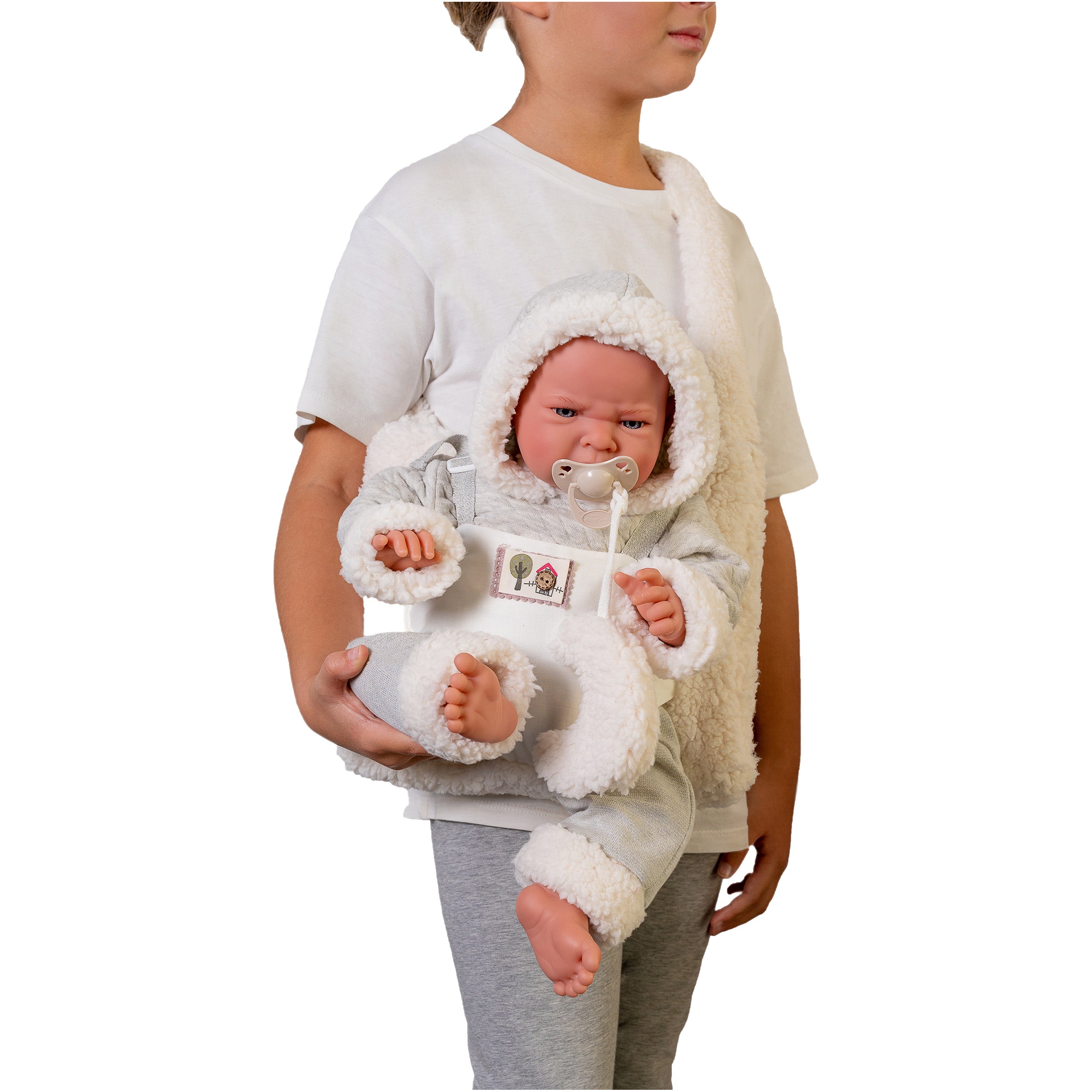 Antonio Juan Doll - Newborn Lea with Fleece Baby Carrier 42cm