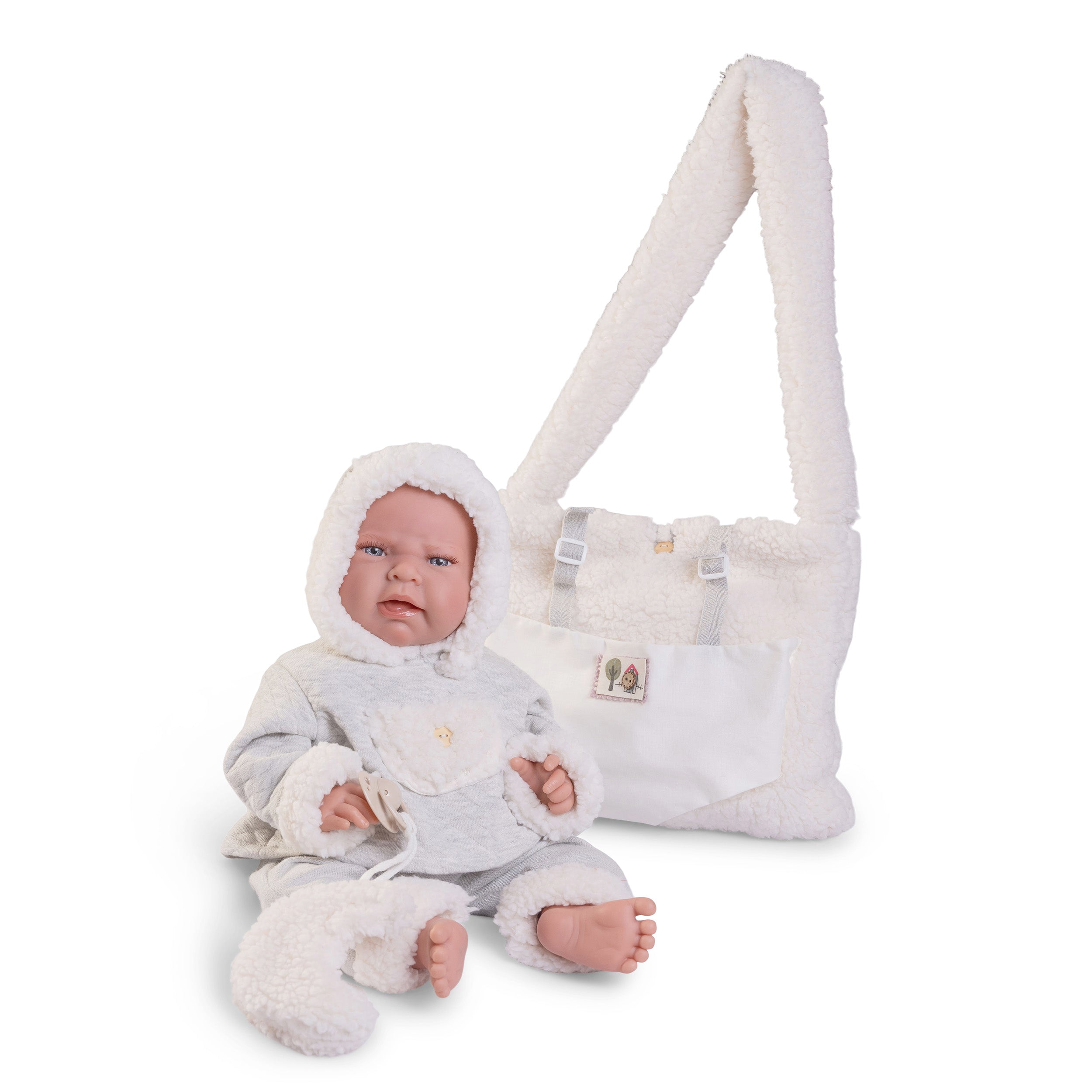 Antonio Juan Doll - Newborn Lea with Fleece Baby Carrier 42cm