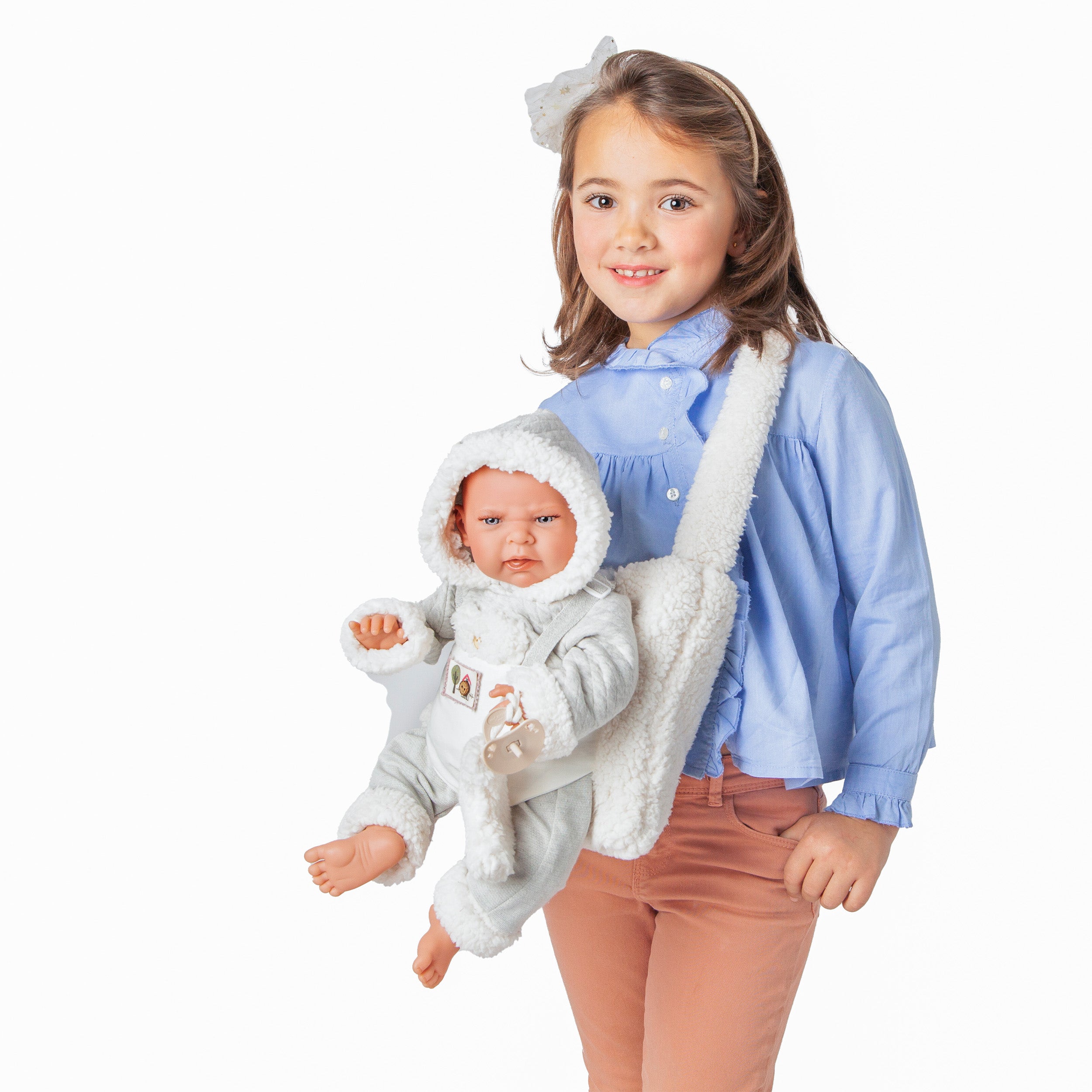 Antonio Juan Doll - Newborn Lea with Fleece Baby Carrier 42cm