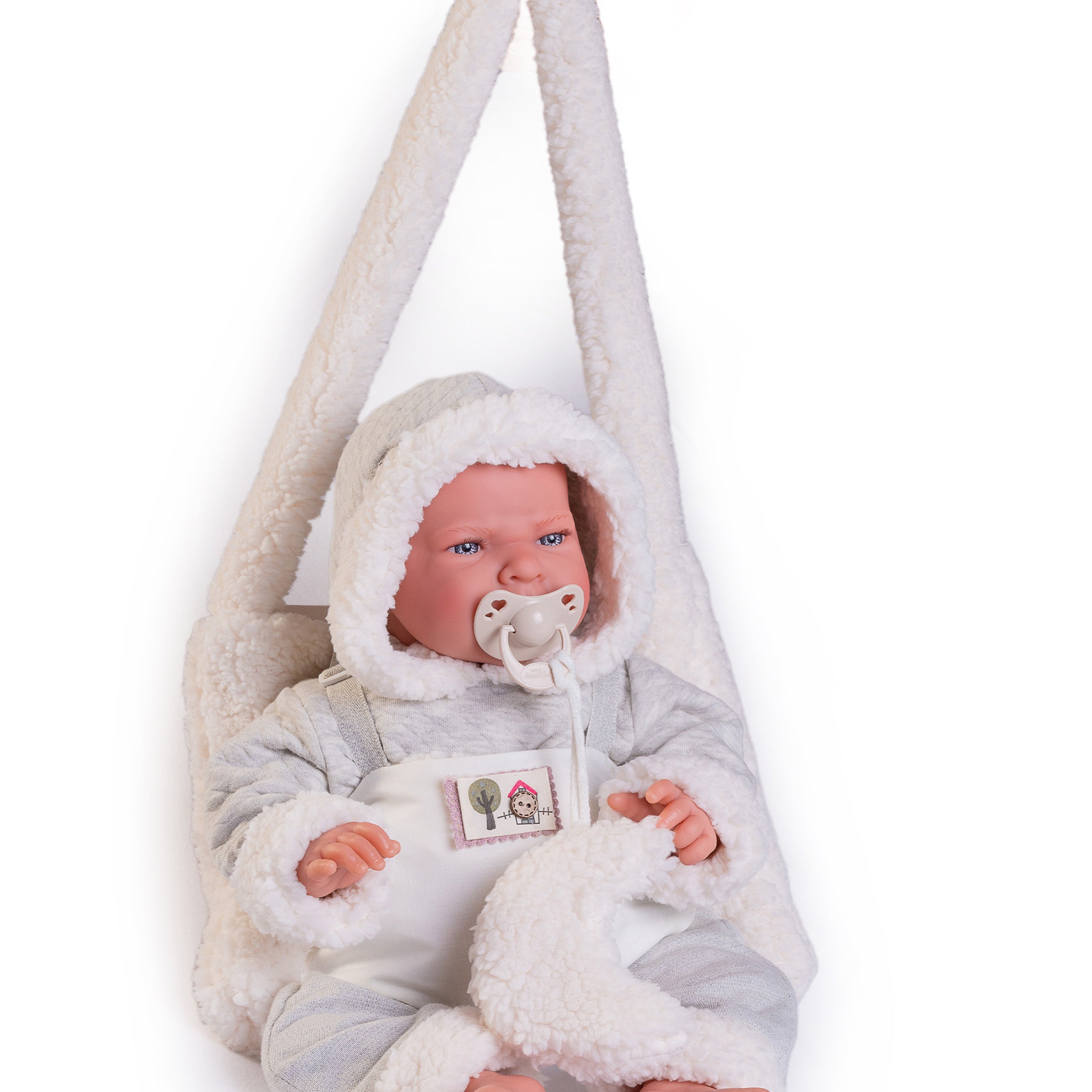Antonio Juan Doll - Newborn Lea with Fleece Baby Carrier 42cm