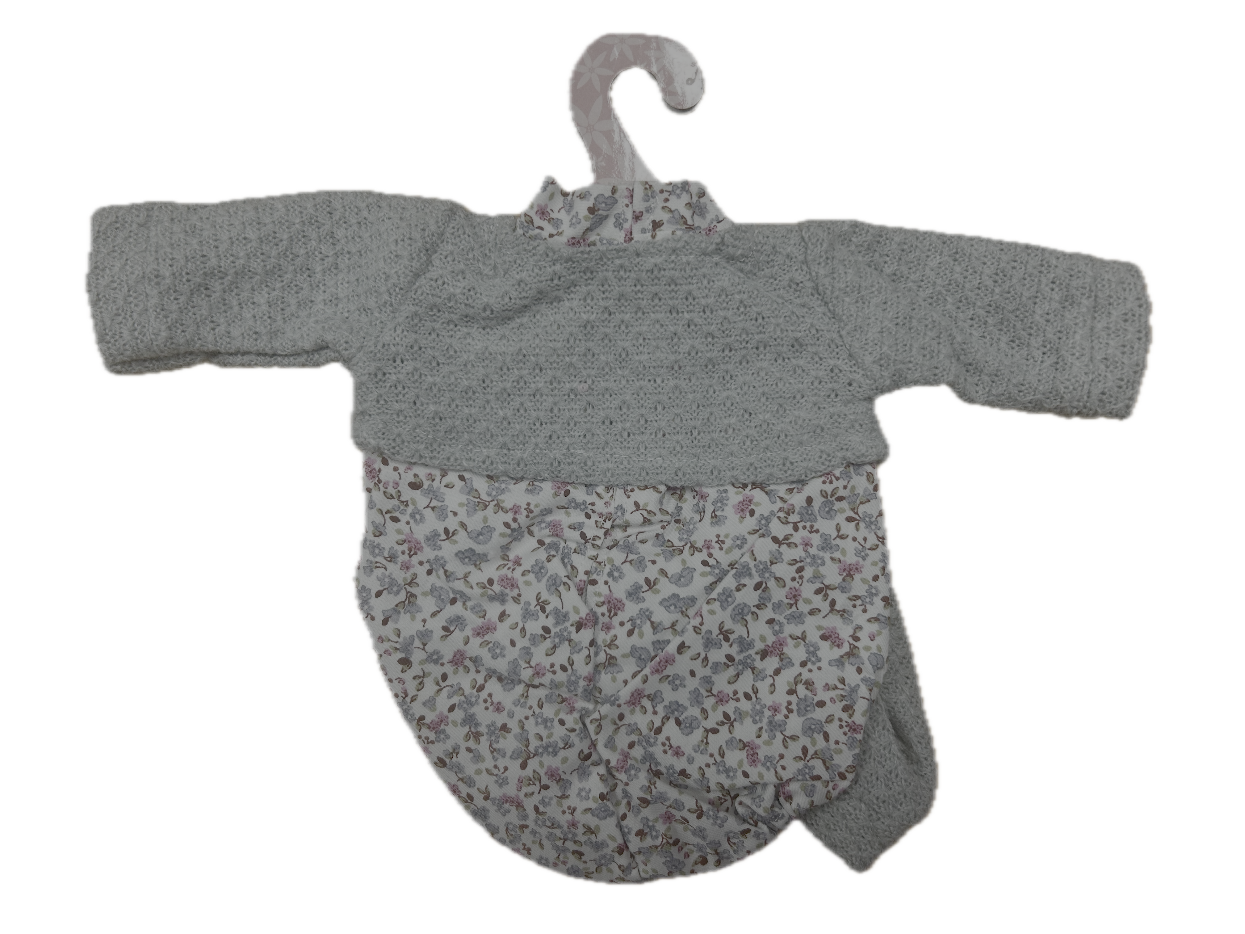 Vintage Floral Knit Baby Outfit Set 33-34cm Doll - 91033