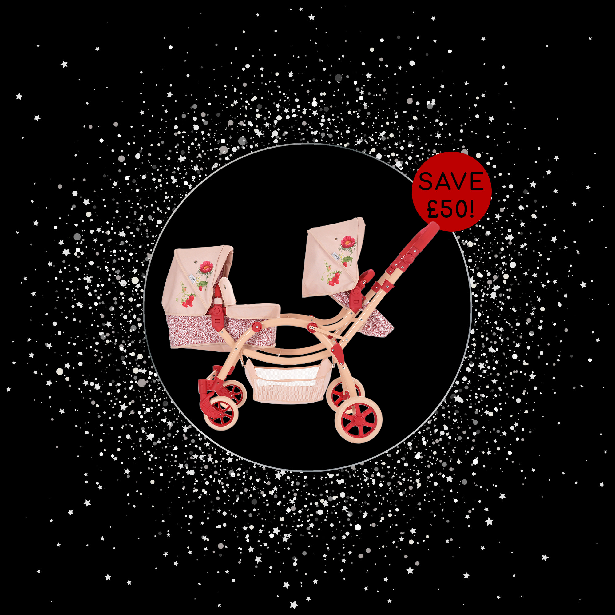 Roma RHS Twin Dolls Pram - Flora