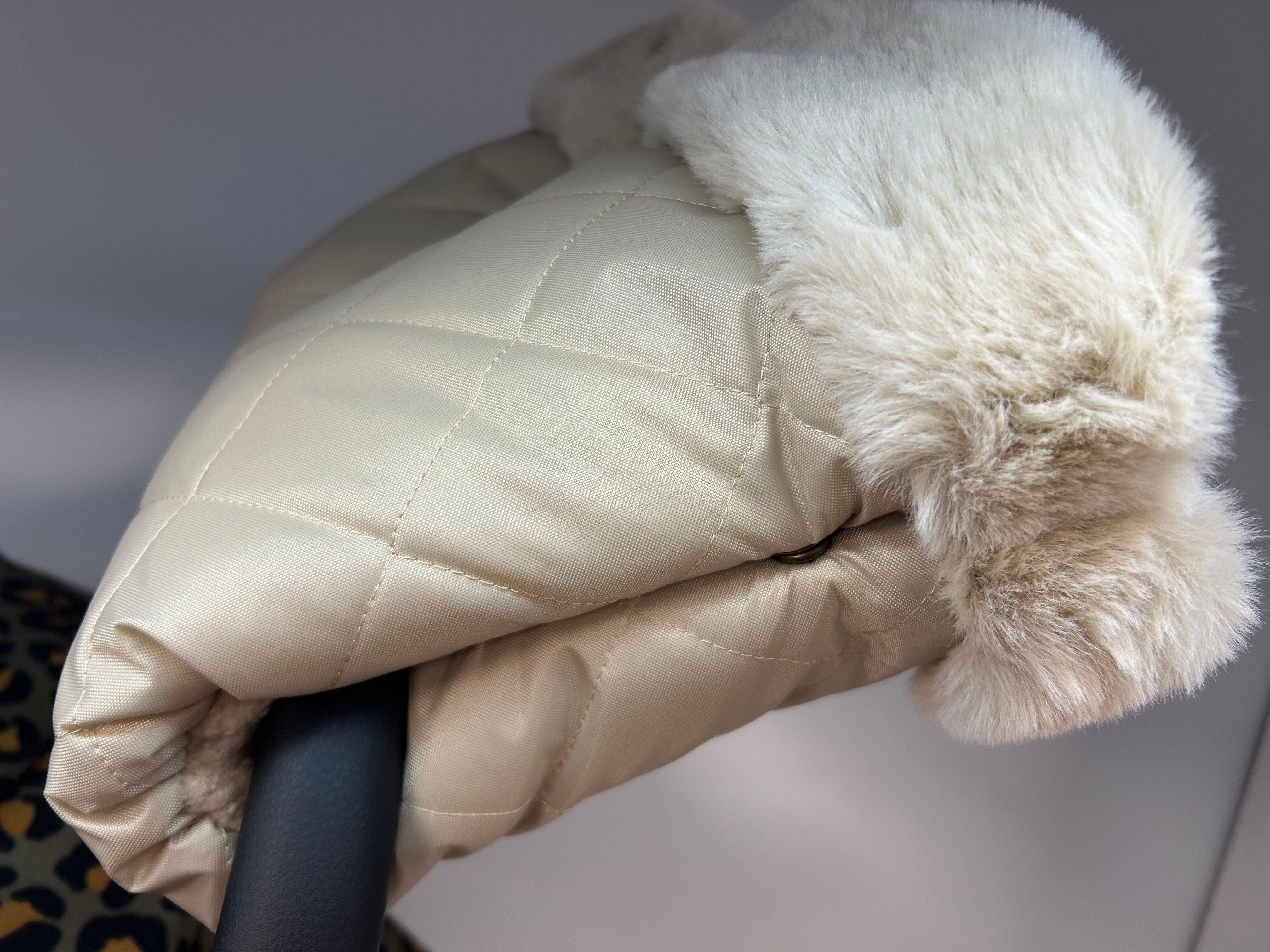 Roma Pram Fur Hand Mitts - Feather