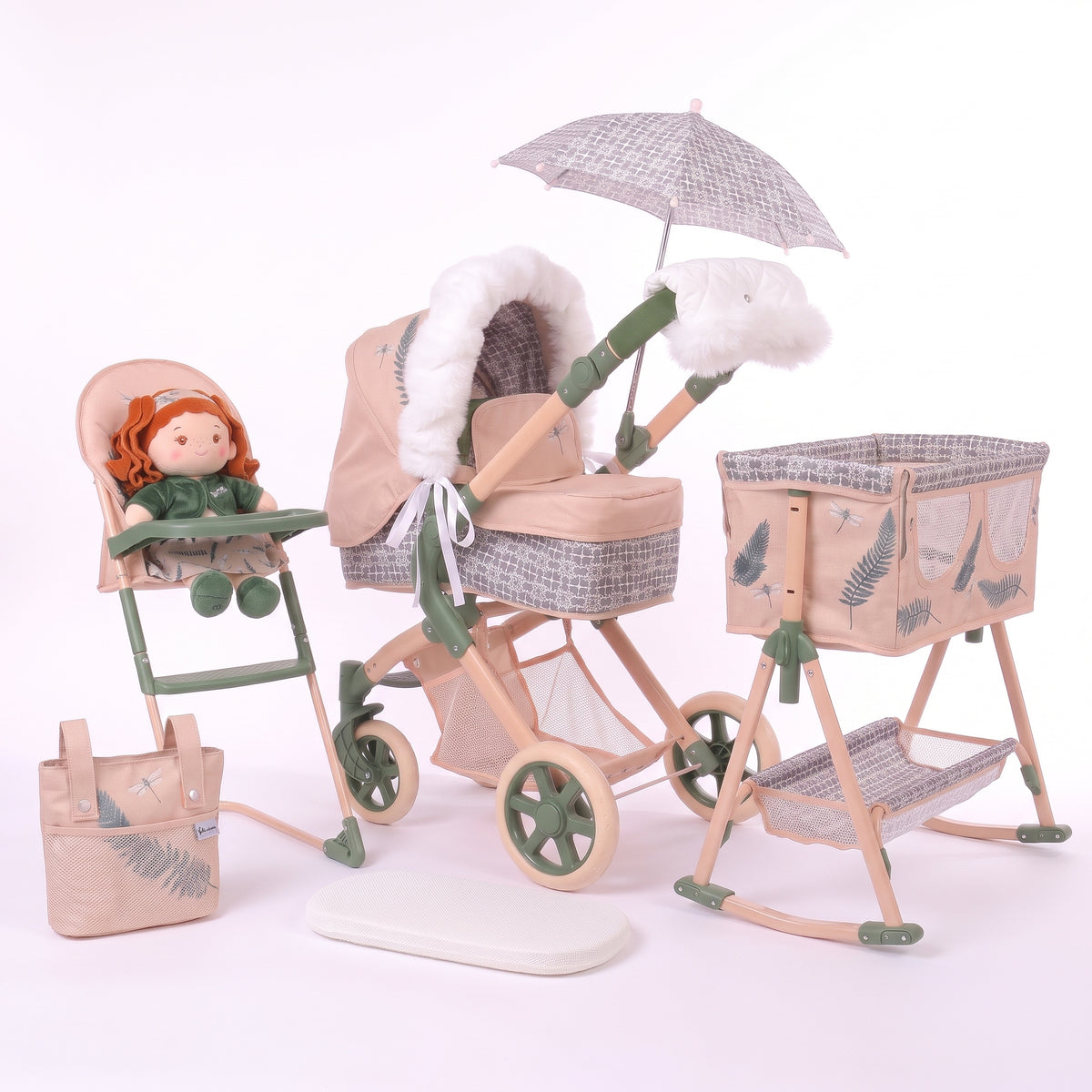 Roma RHS Fern Dolls Pram and Nursery 9 Piece Bundle Box