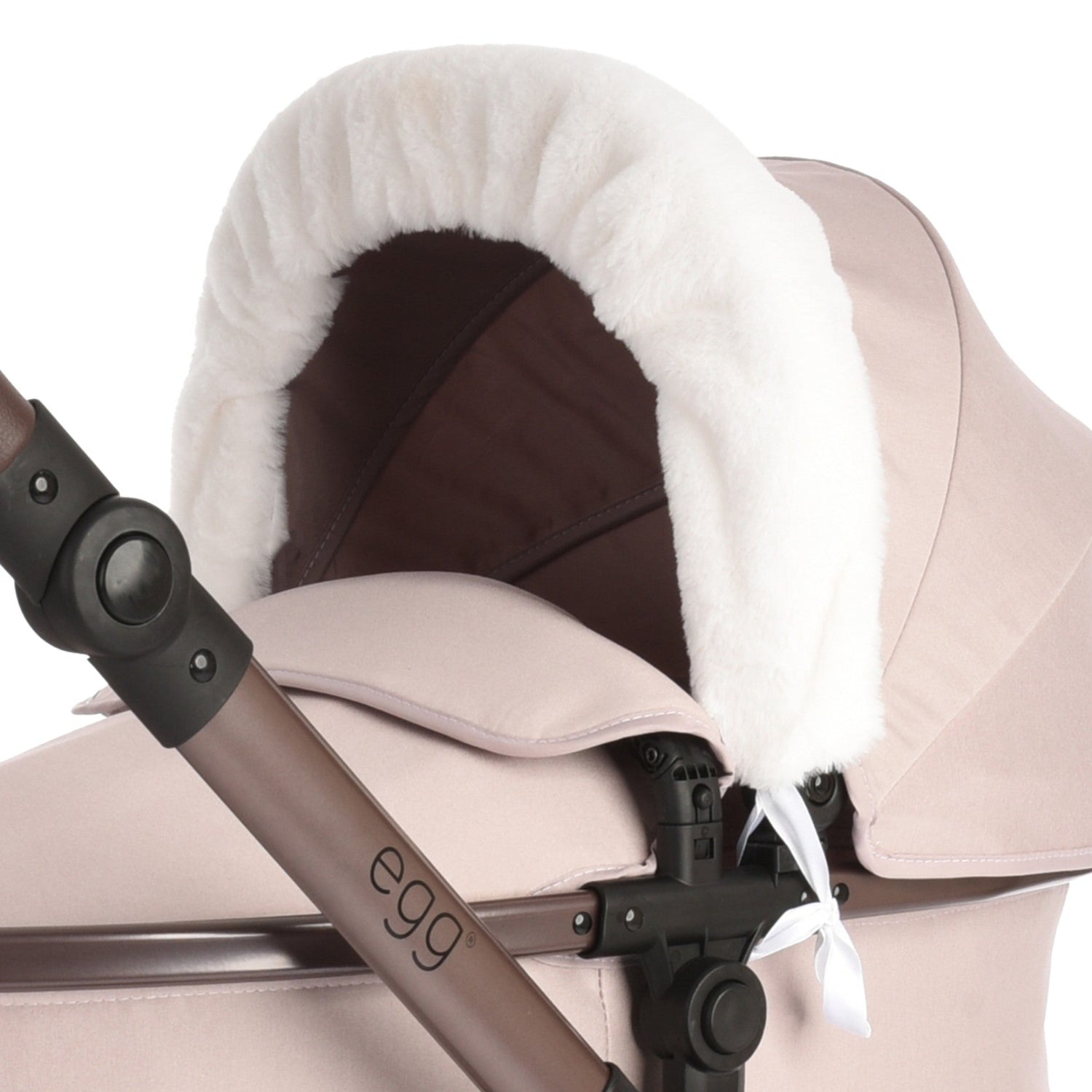 Roma Dolls Pram Hood Fur - White
