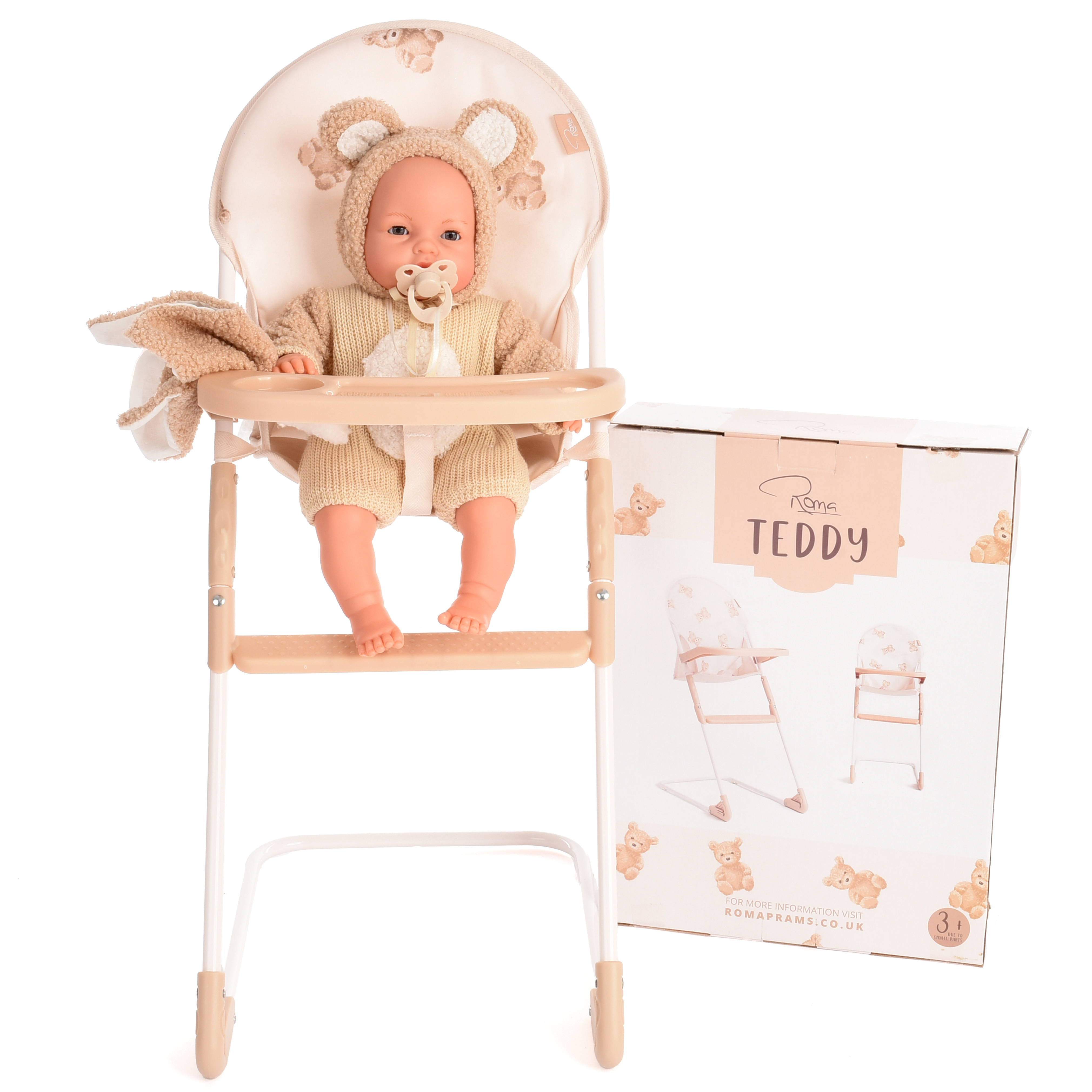 Roma Teddy Doll - Cries with Dummy 37cm