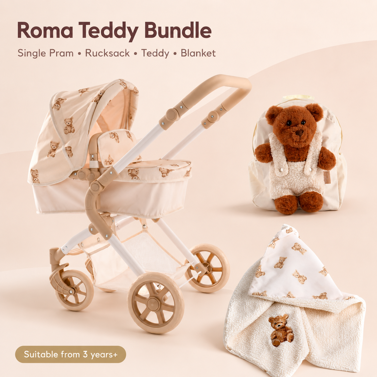 Roma Teddy Single, Bag, Teddy and Blanket Bundle