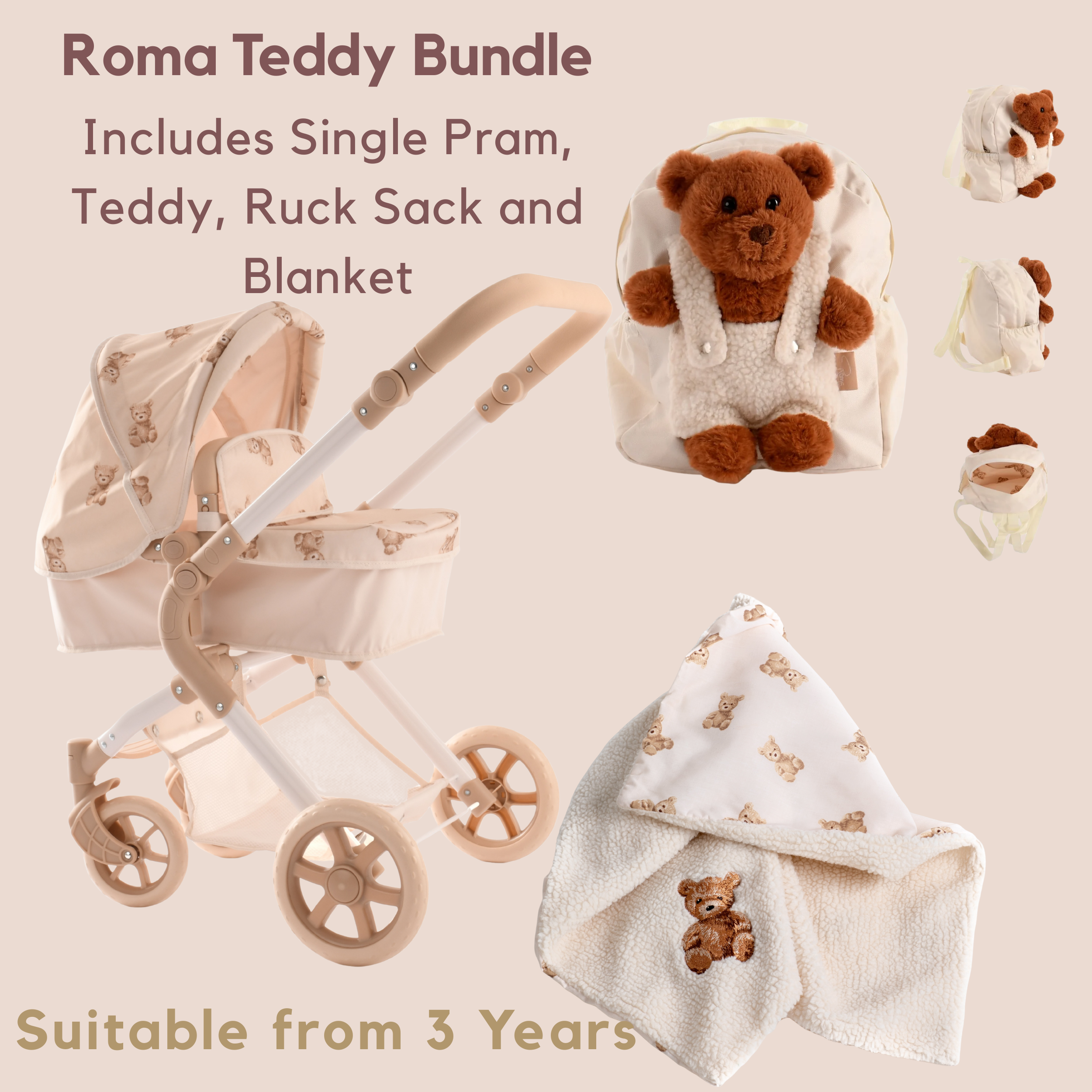 Roma Teddy Single, Bag, Teddy and Blanket Bundle