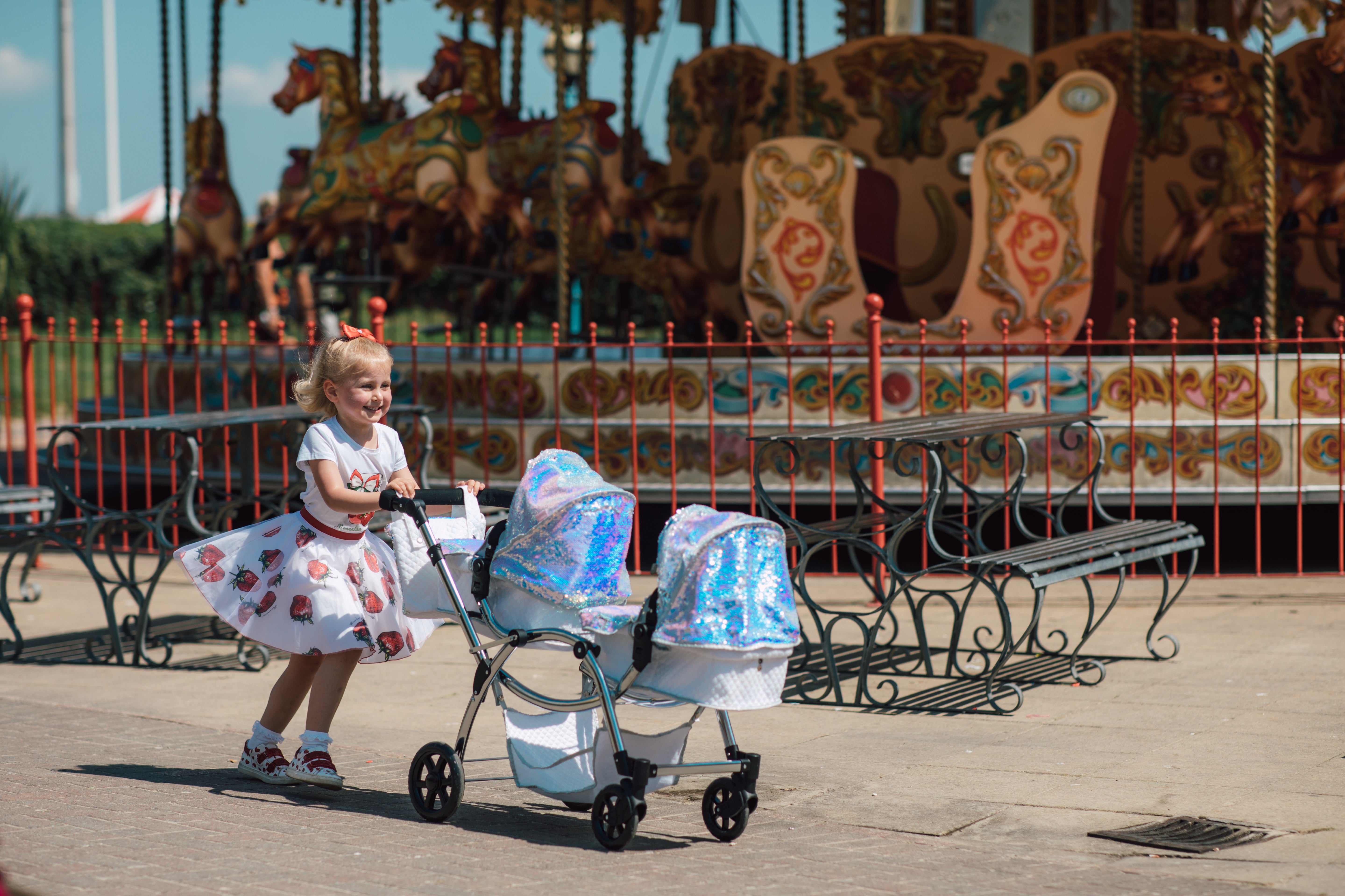 Roma Polly Amy Childs Twin Dolls Pram - Mermaid 3+ years up to 84cm