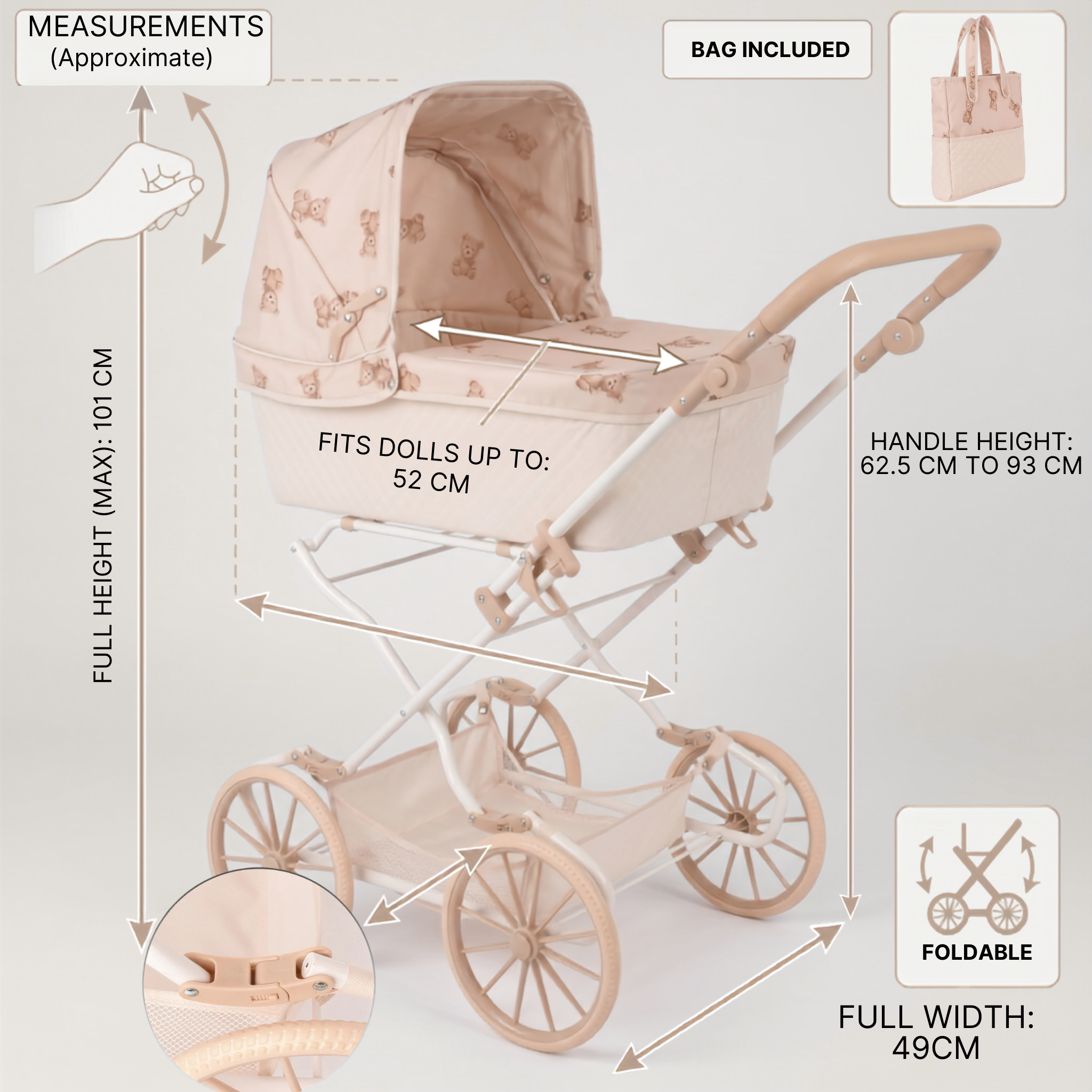 Roma Teddy Reborn Dolls Pram