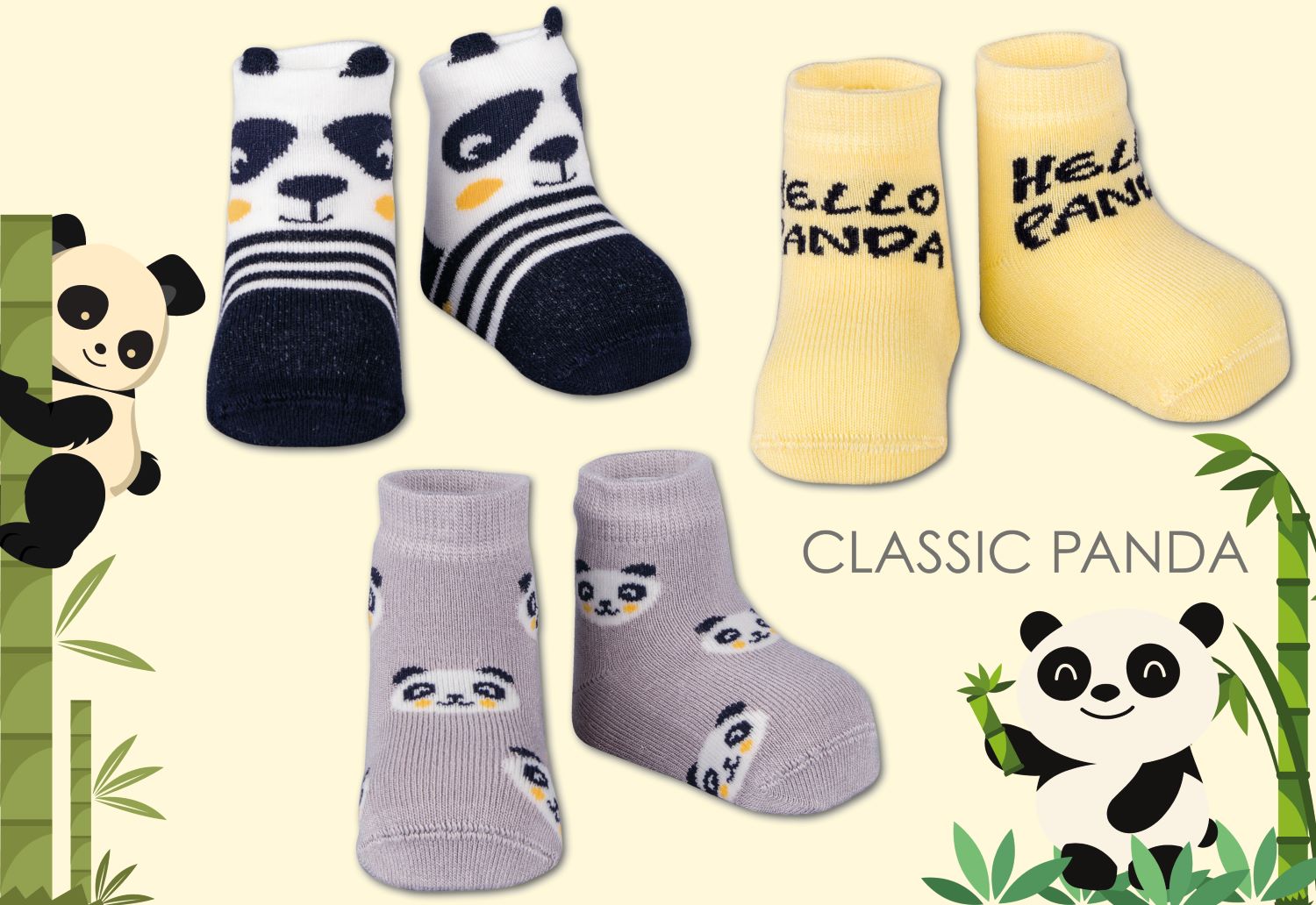 Non-slip Bamboo Fibre Socks - TRIS SCN006 - Classic Panda