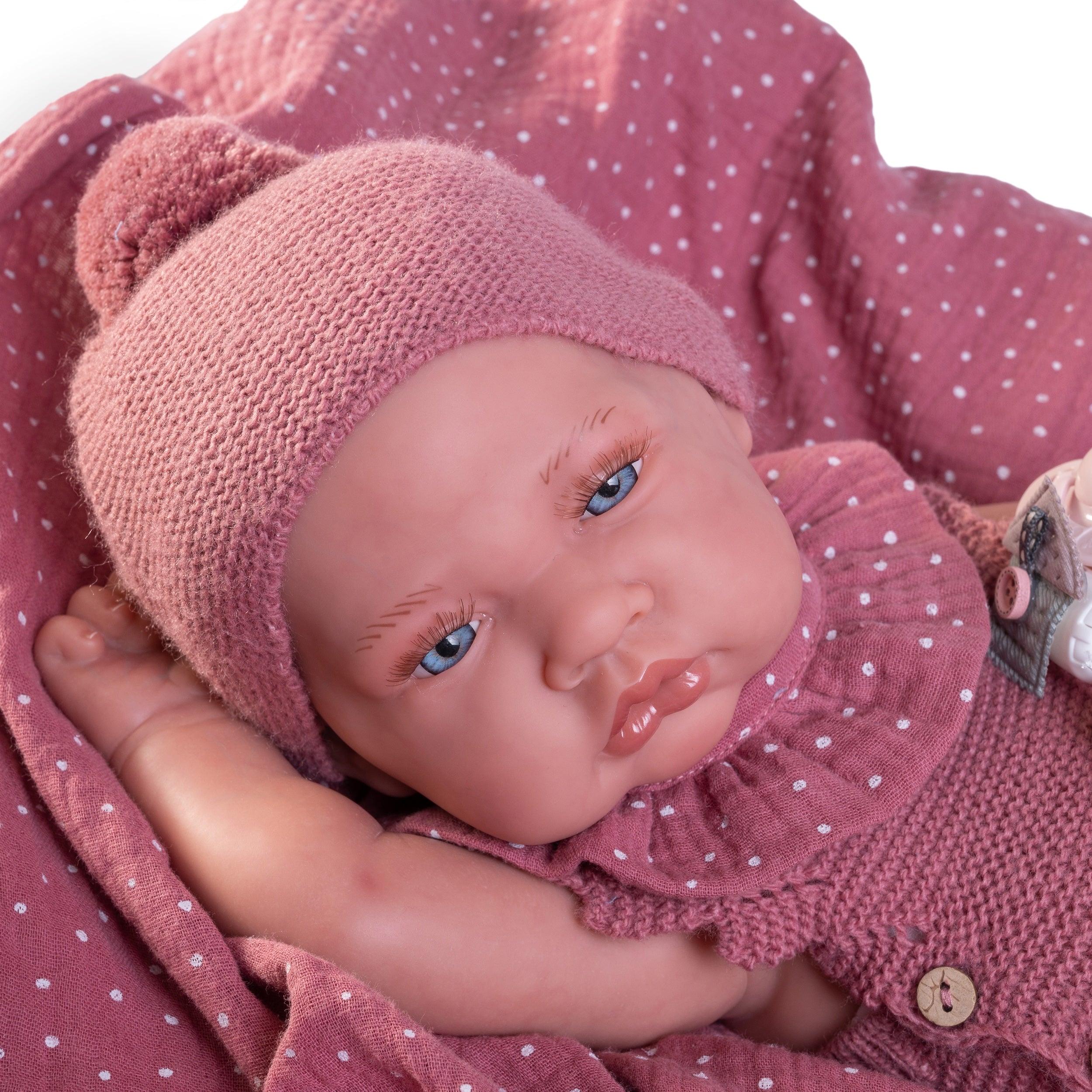 Antonio Juan Doll - Sweet Reborn Lúa with Pink Blanket 42cm 80220