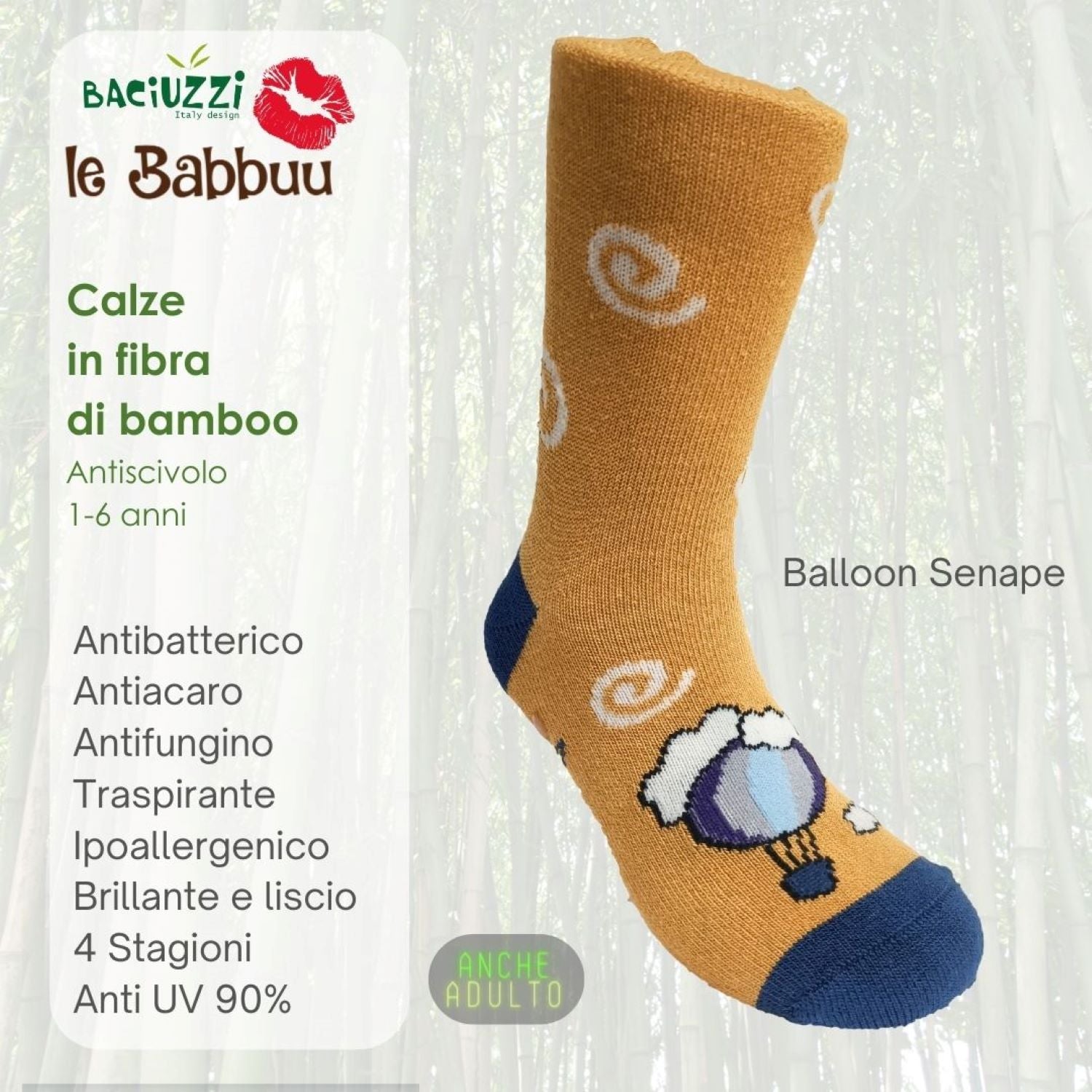 Adult Bamboo Fiber Socks - Mustard Balloon