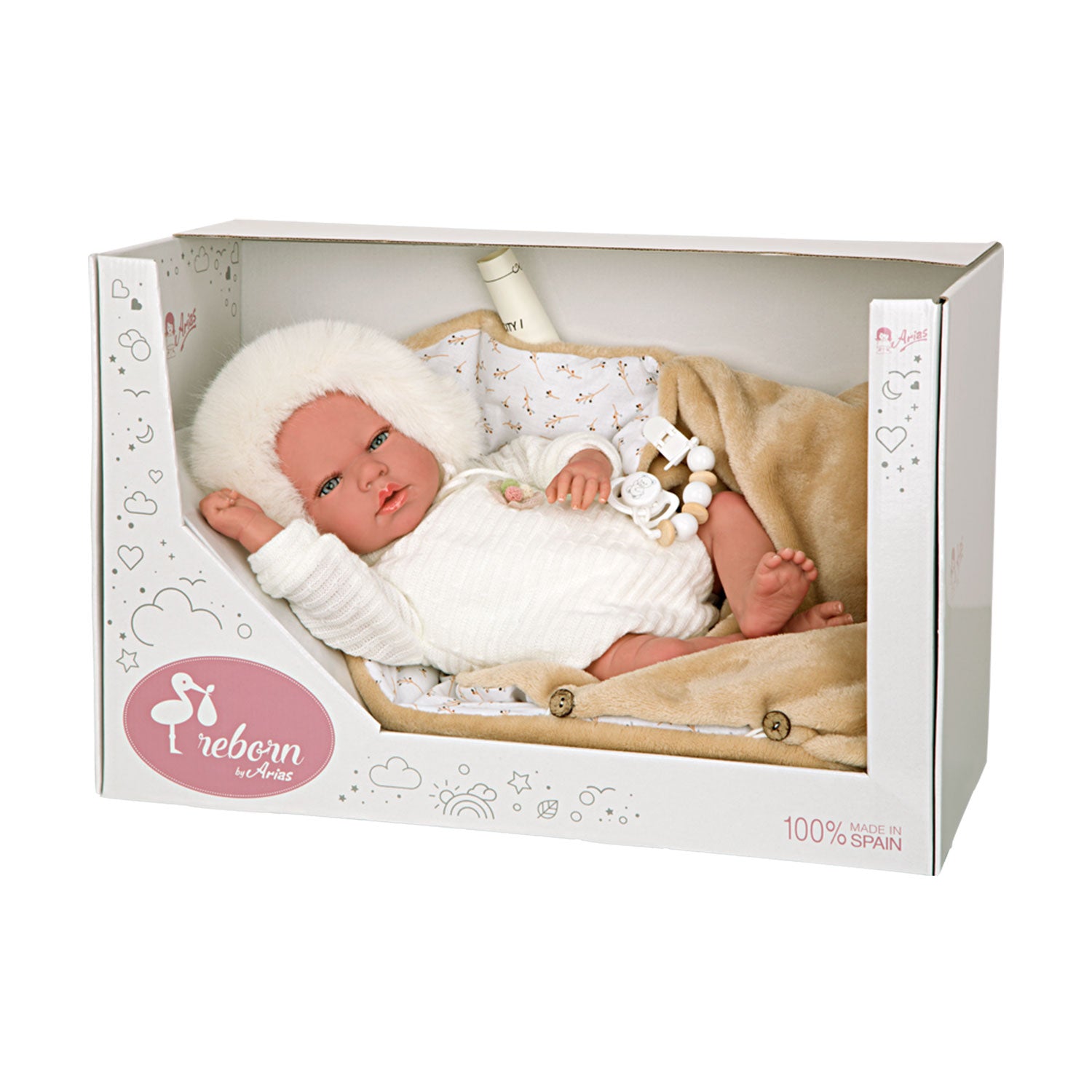 REBORN BABY ALEJANDRA BEIGE WITH SLEEPING BAG