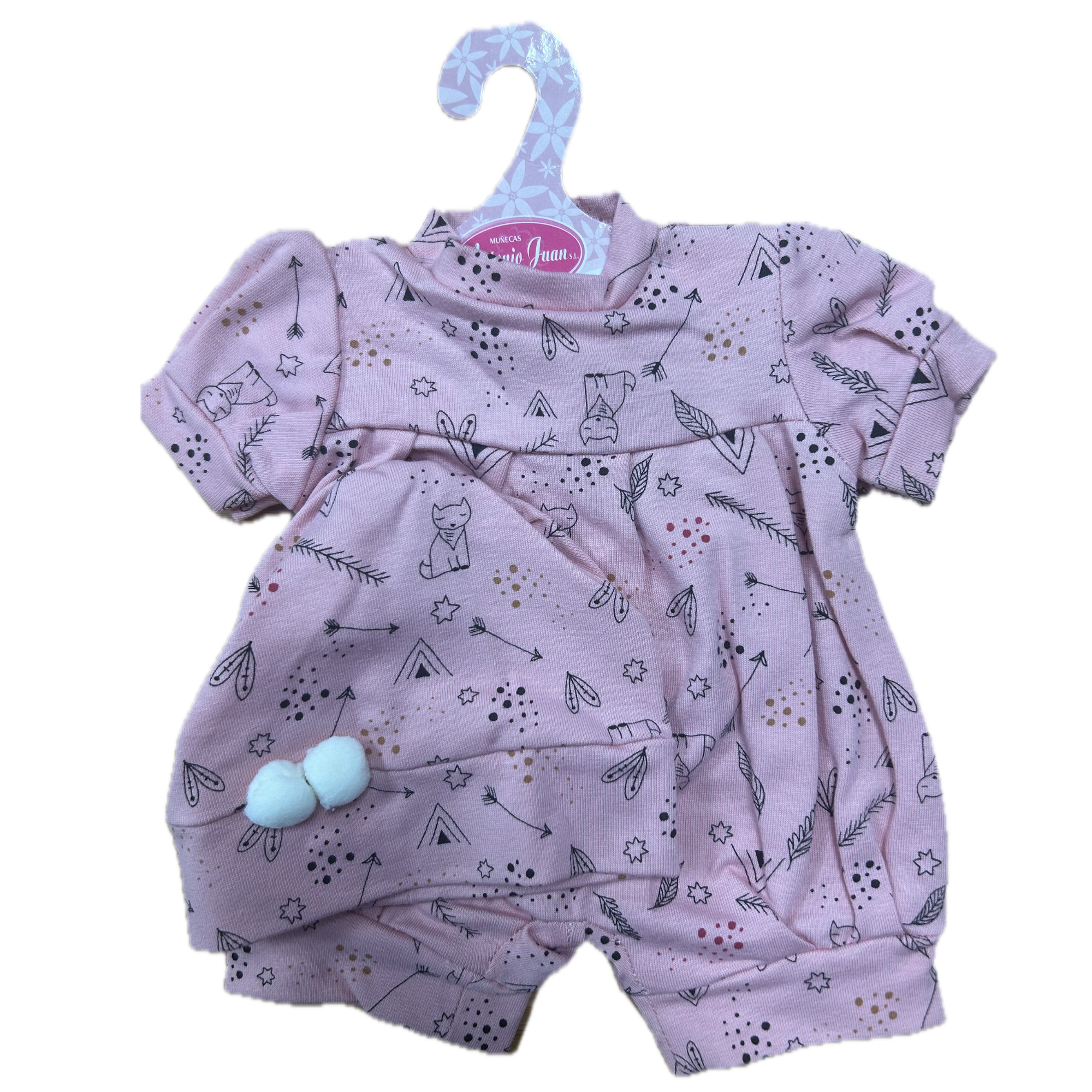 Antonio Juan Clothing for a 40–42cm Doll – Pink 2 Piece with Hat and Pom Poms