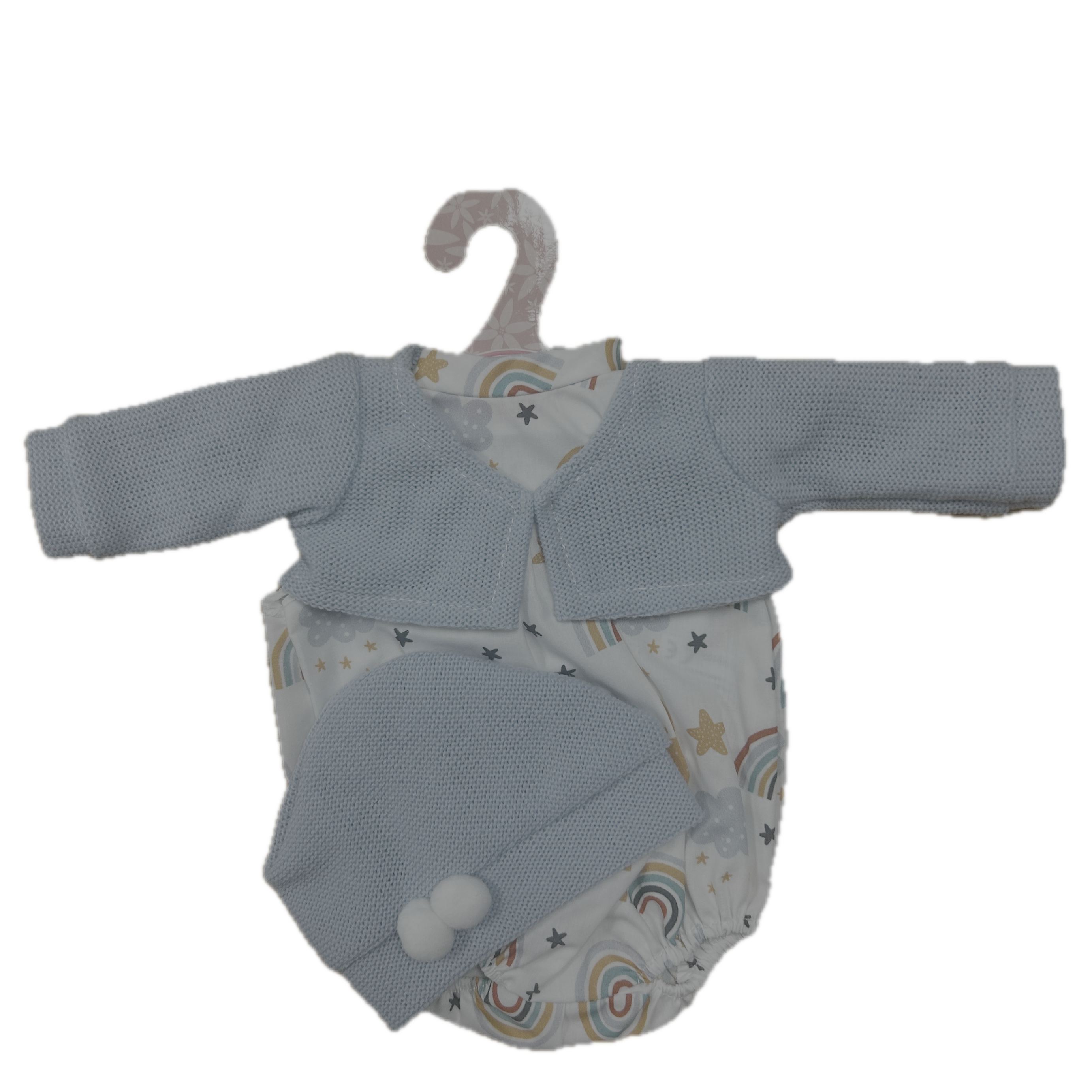 Antonio Juan Clothing for a 33cm Doll – Blue Rainbow Romper 3 Piece