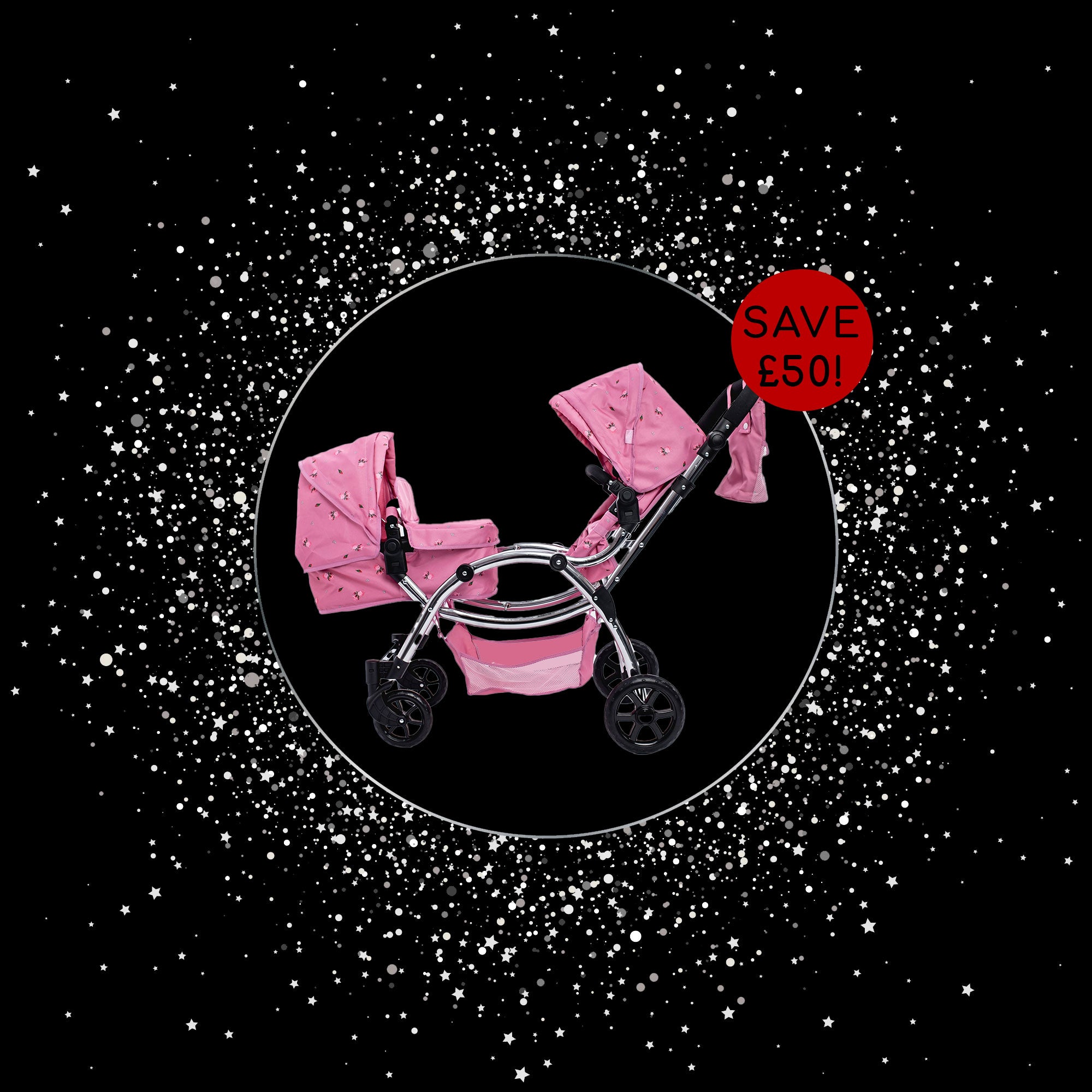 Roma Darcie Twin Dolls Pram - Pink 3+ years up to 84cm | Roma