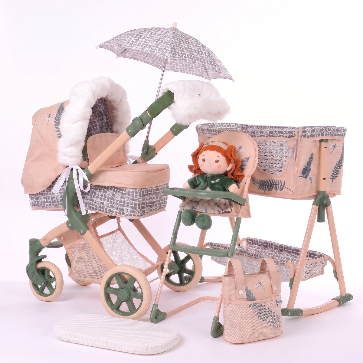 Roma RHS Fern Dolls Pram and Nursery 9 Piece Bundle Box