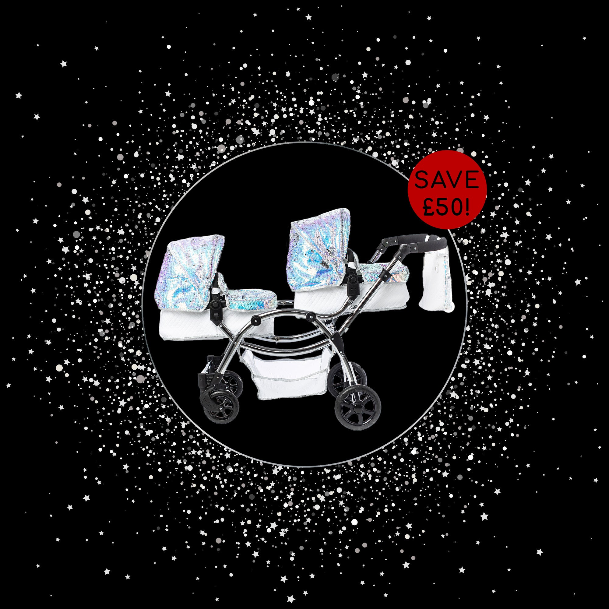 Roma Polly Amy Childs Twin Dolls Pram - Mermaid 3+ years up to 84cm