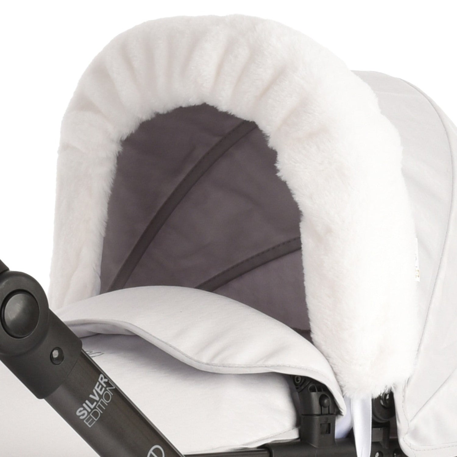 Roma Dolls Pram Hood Fur - White