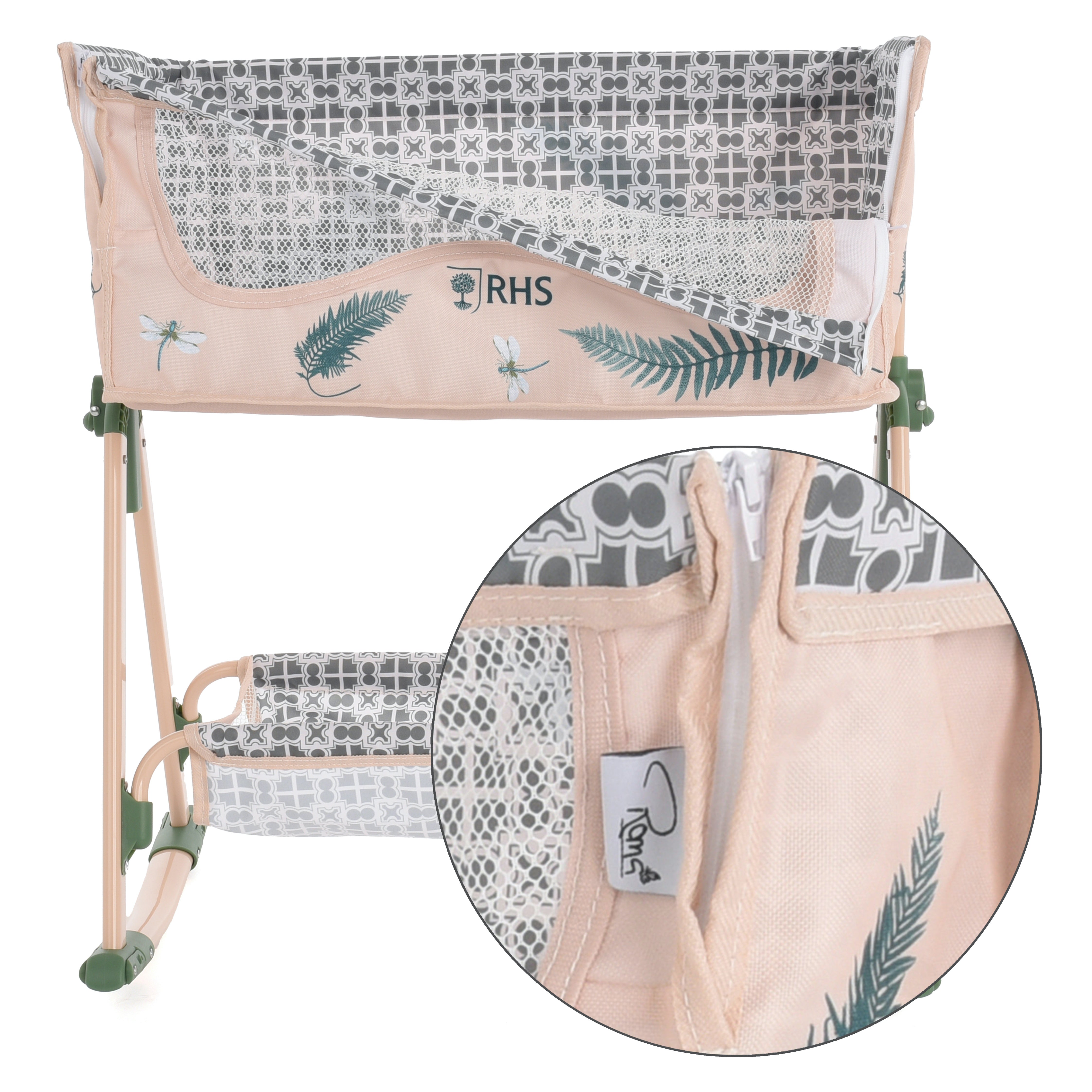 Roma RHS Bedside Crib - Fern