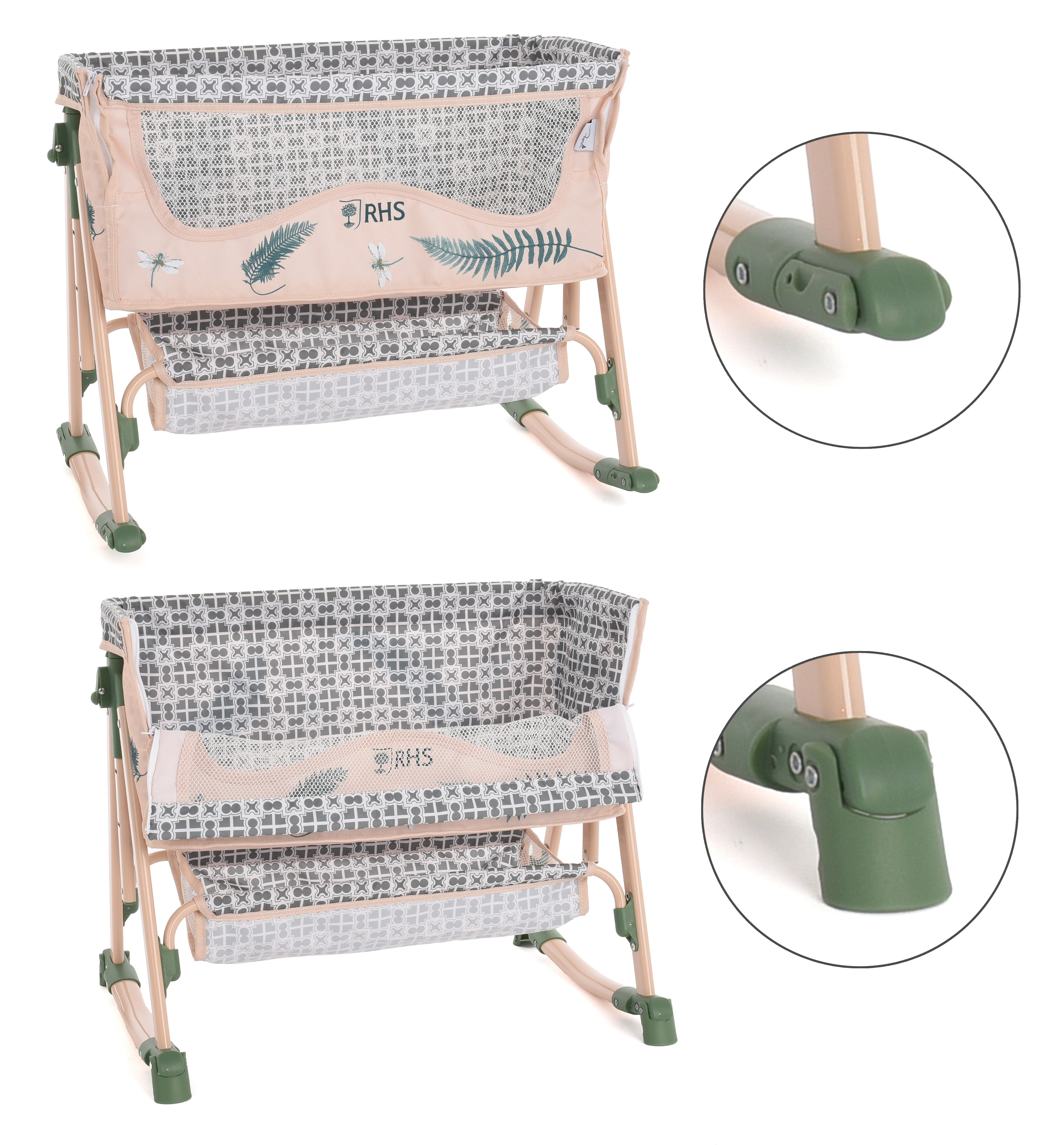 Roma RHS Bedside Crib - Fern