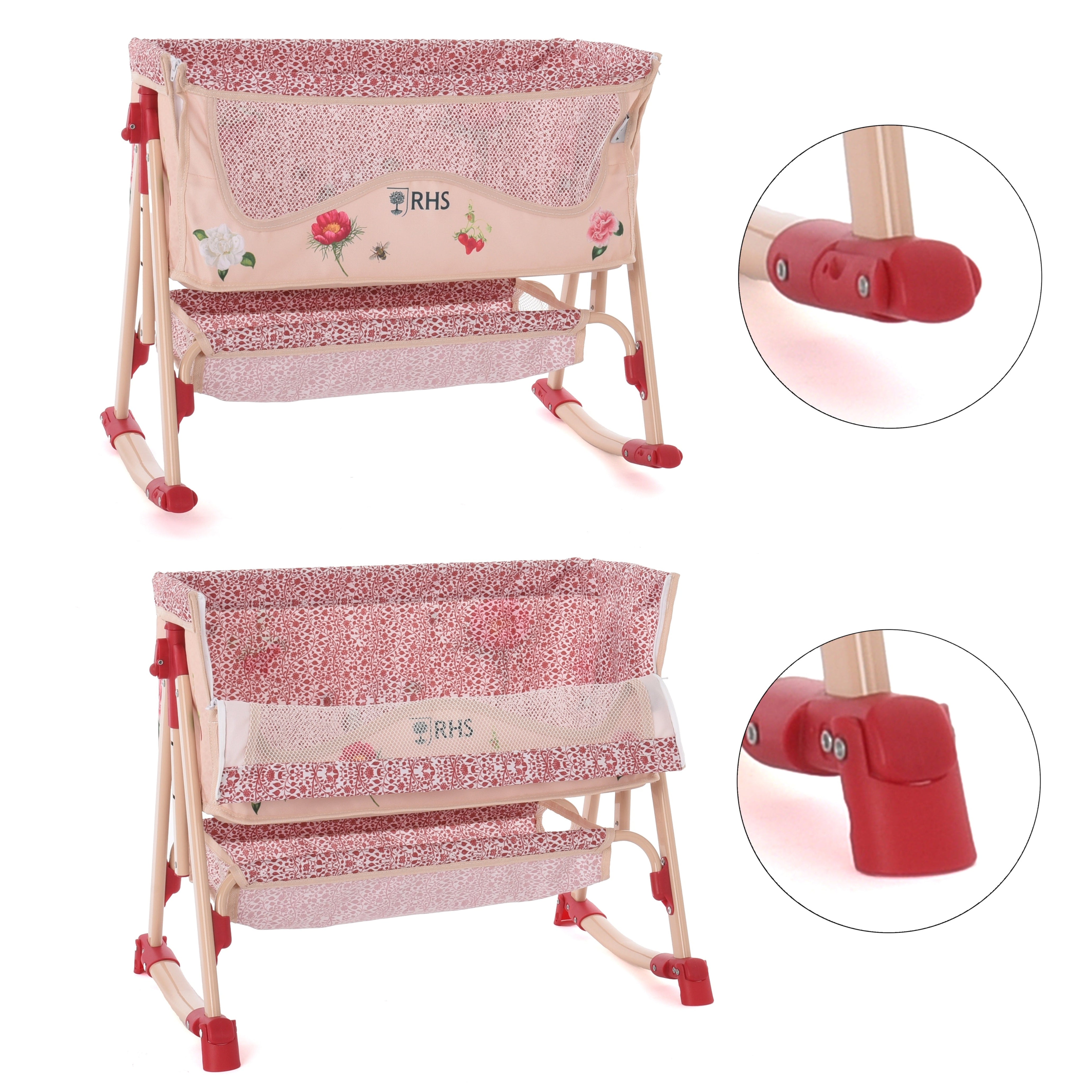 Roma RHS Bedside Crib - Flora