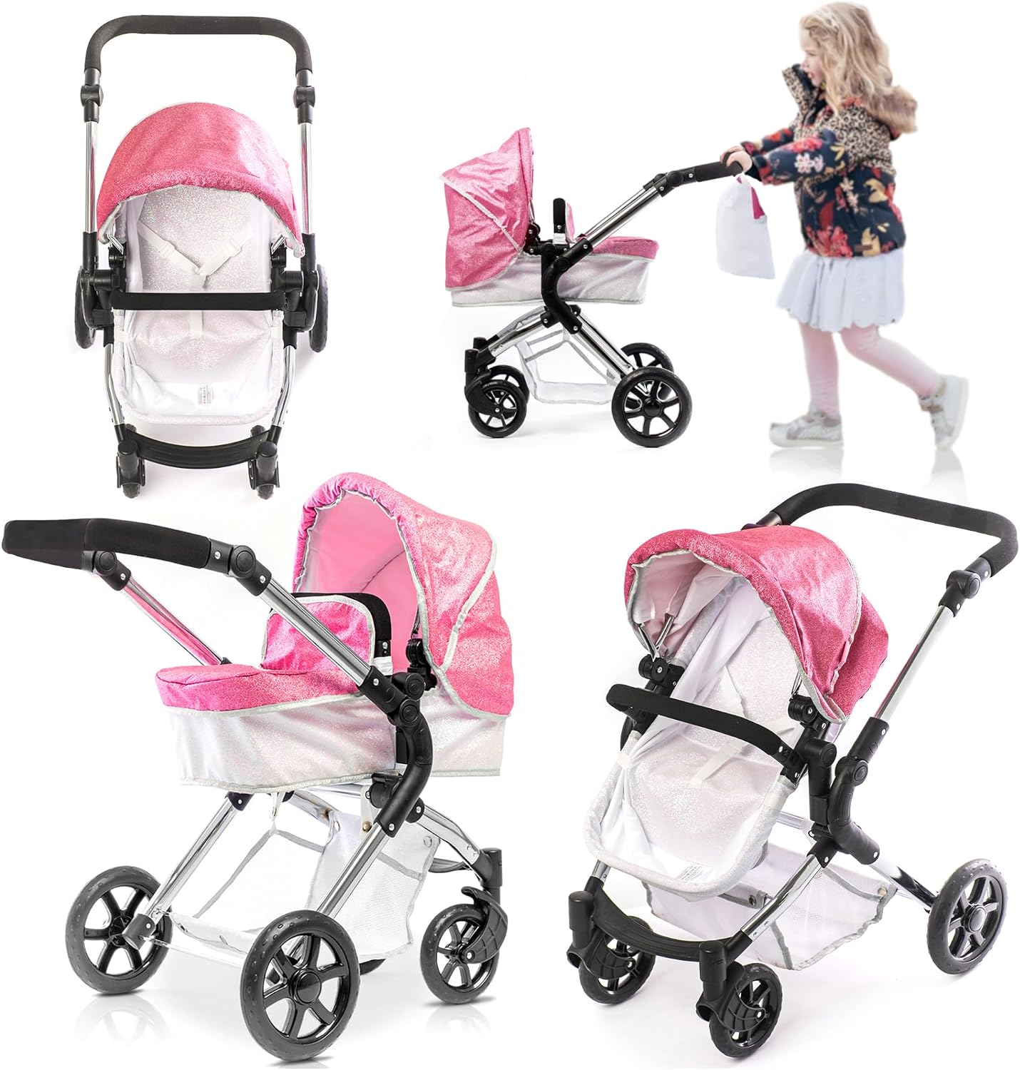 Roma Stephanie Single Dolls Pram - Sparkle 3+ years 78cm
